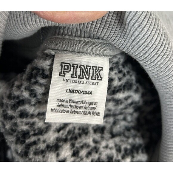 PINK by Victoria's Secret Gray Sherpa Quarter Zip Pullover Large - Picture 8 of 11